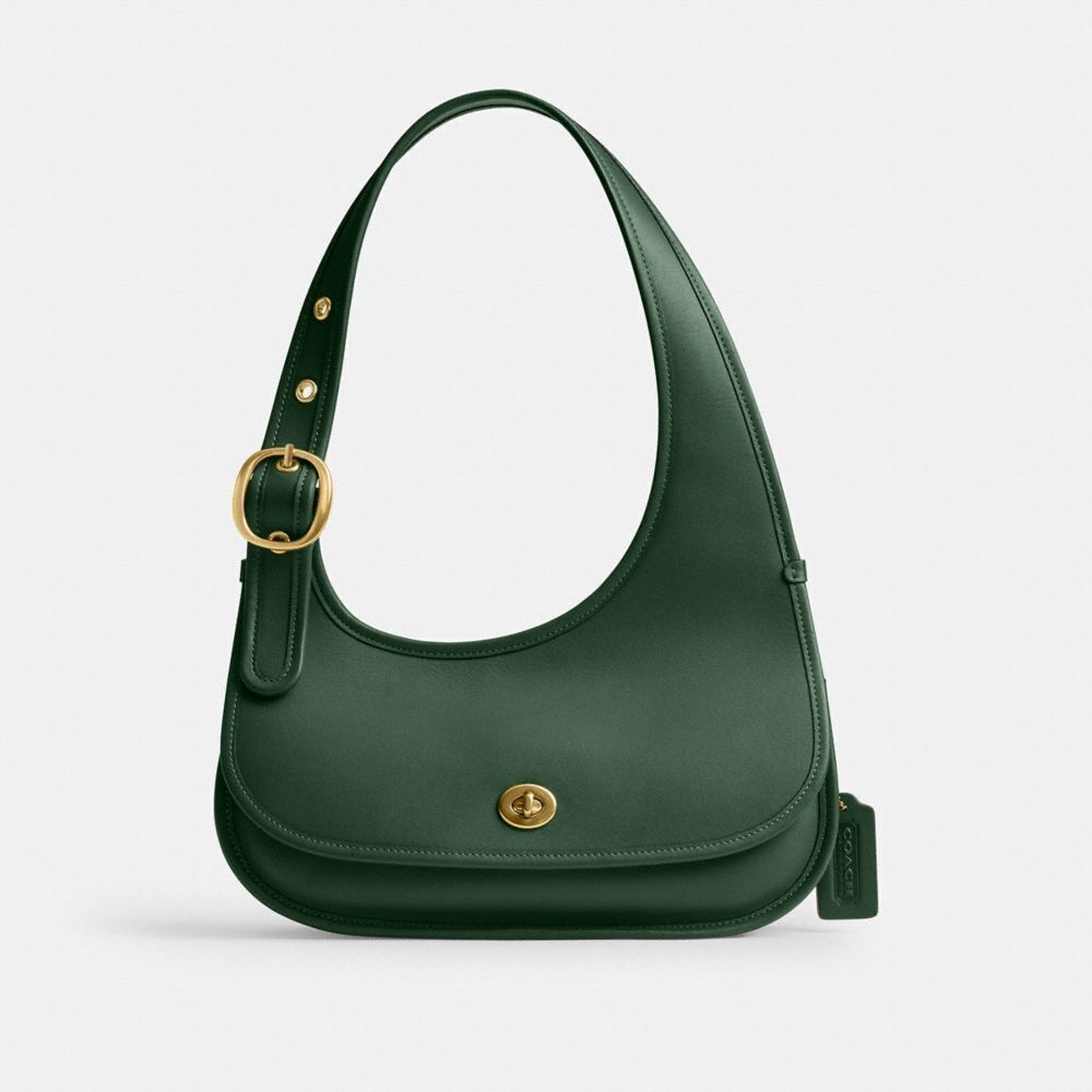 Coach Cashin Carry Crescent Bag Green Leather Gold Hardware NWOT Minimalist Chic